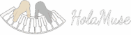Logo de HolaMuse 2 mains sur un clavier de piano